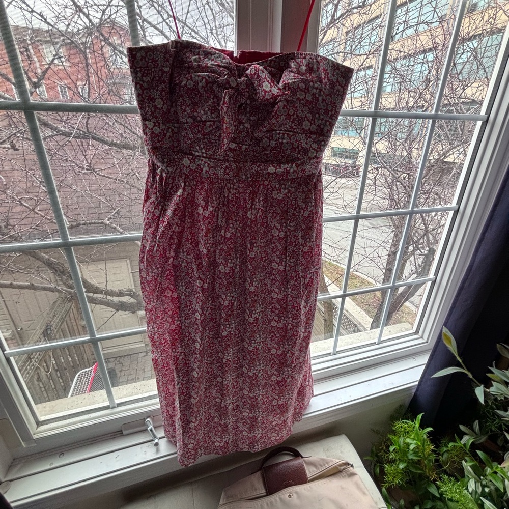J Crew Floral Strapless Dress with Pockets